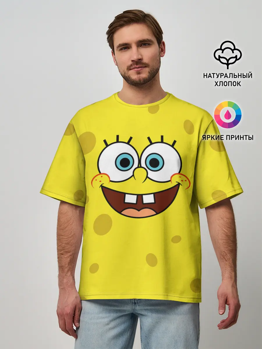 Мужская футболка оверсайз / Губка Боб / SpongeBob