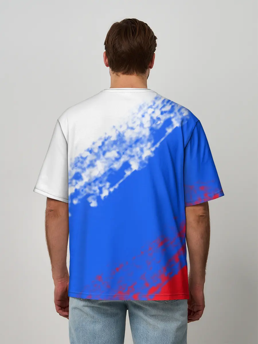 Мужская футболка оверсайз / Флаг РФ триколор