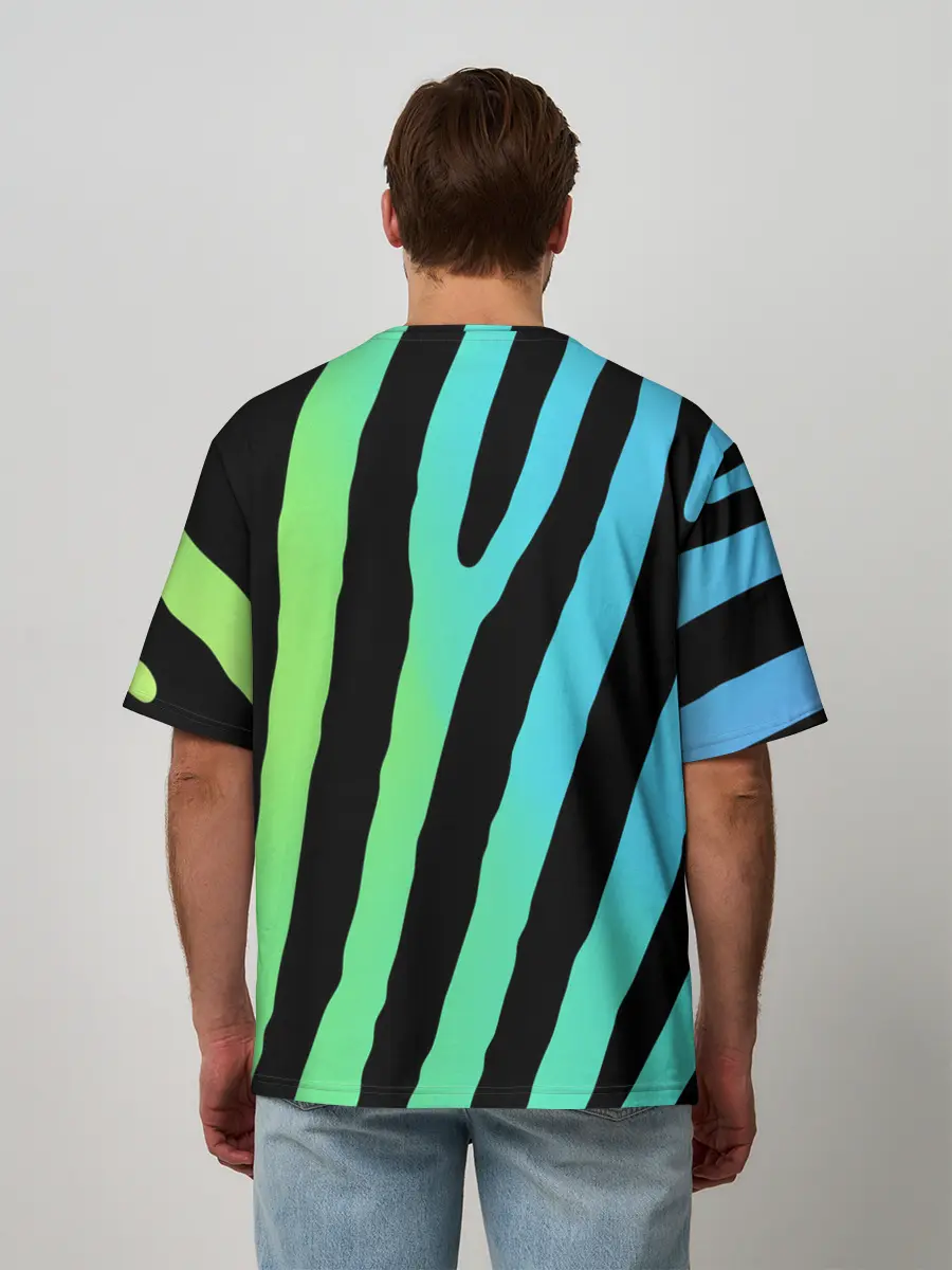 Мужская футболка оверсайз / Радужная зебра
