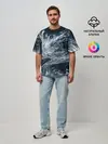 Мужская футболка оверсайз / Темные холодные краски