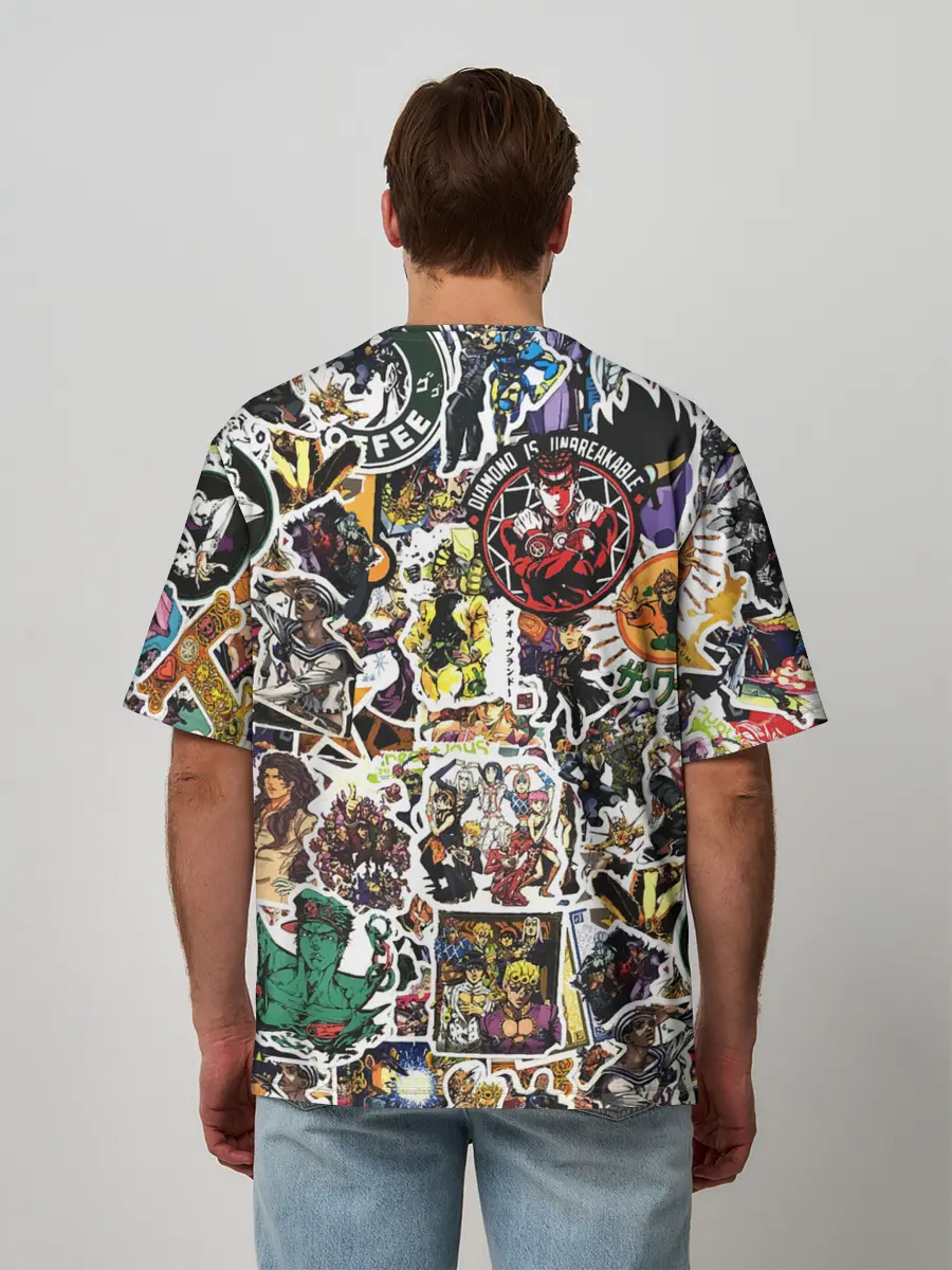 Мужская футболка оверсайз / JoJo’s Sticker Bombing