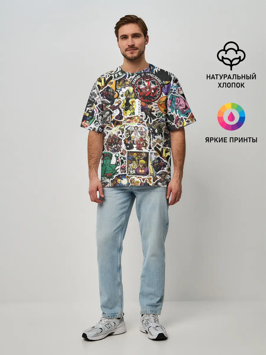 Мужская футболка оверсайз / JoJo’s Sticker Bombing