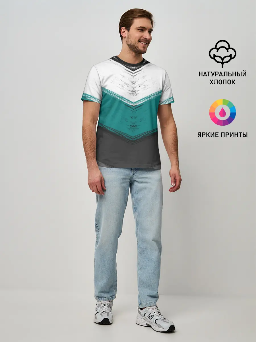 Мужская базовая футболка / Полосатый абстрактный принт