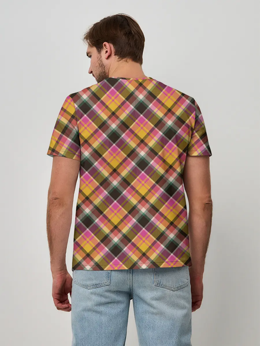 Мужская базовая футболка / Клеточный узор