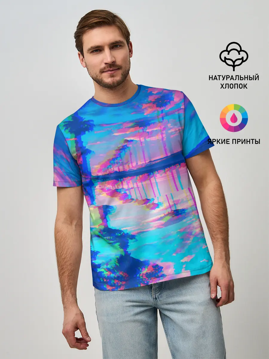 Мужская базовая футболка / ГАВАЙИ ГЛИТЧ