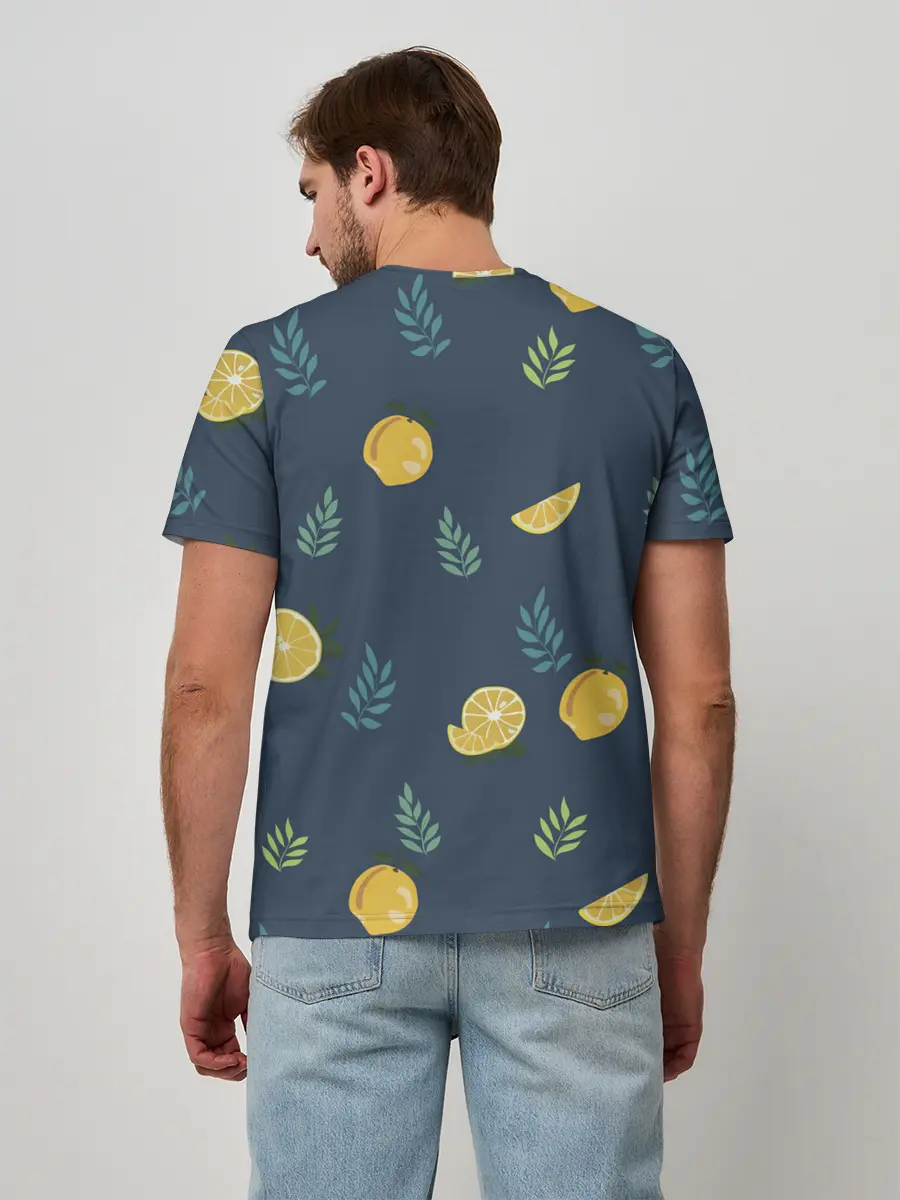 Мужская базовая футболка / Лимонный узор