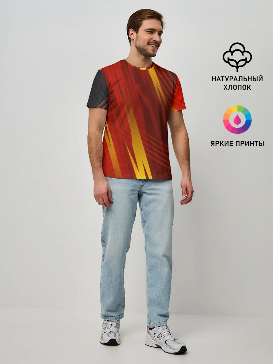 Мужская базовая футболка / Red sport style