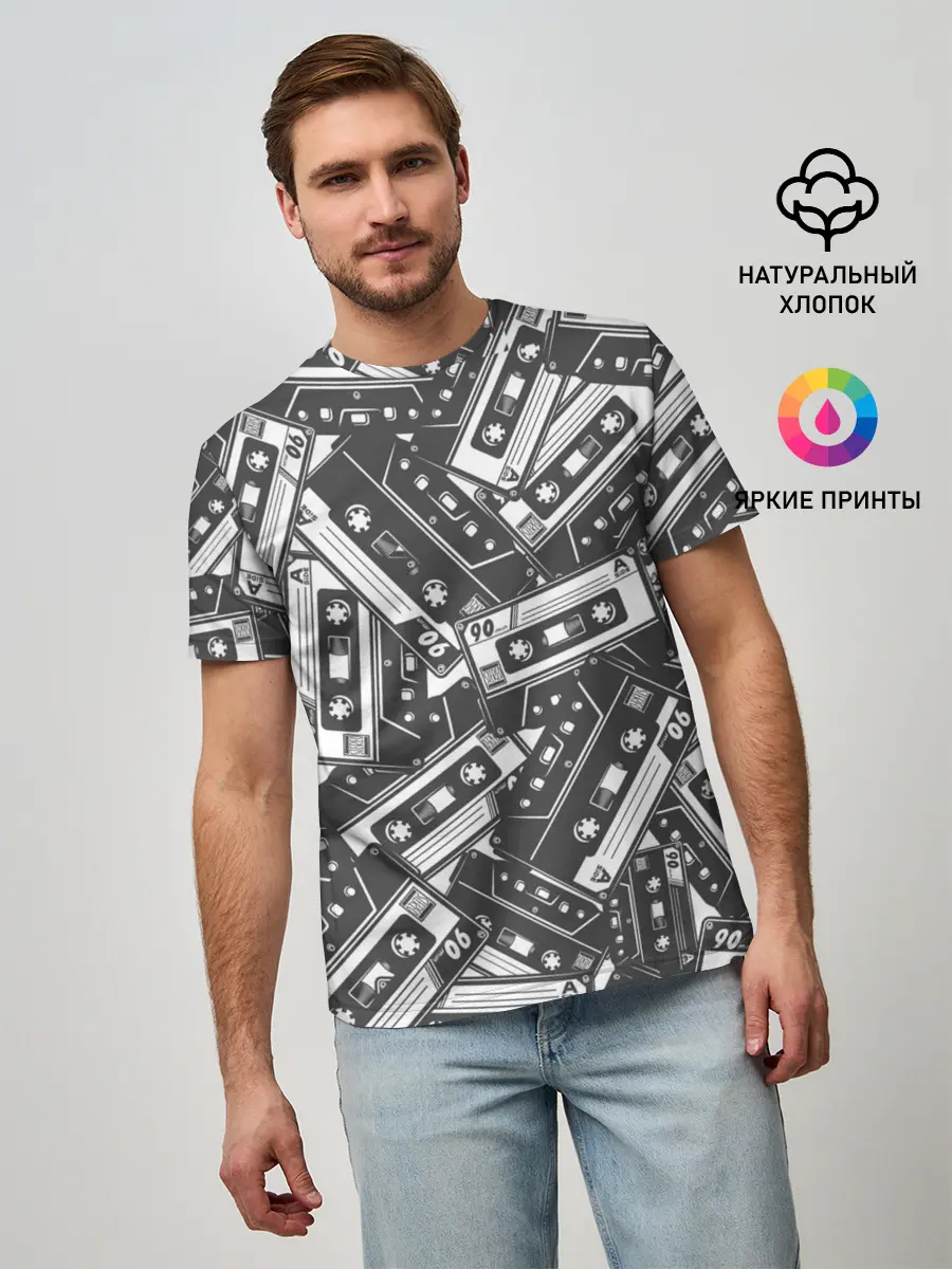 Мужская базовая футболка / retro pattern
