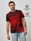 Мужская базовая футболка / 3D red Абстрактные линии