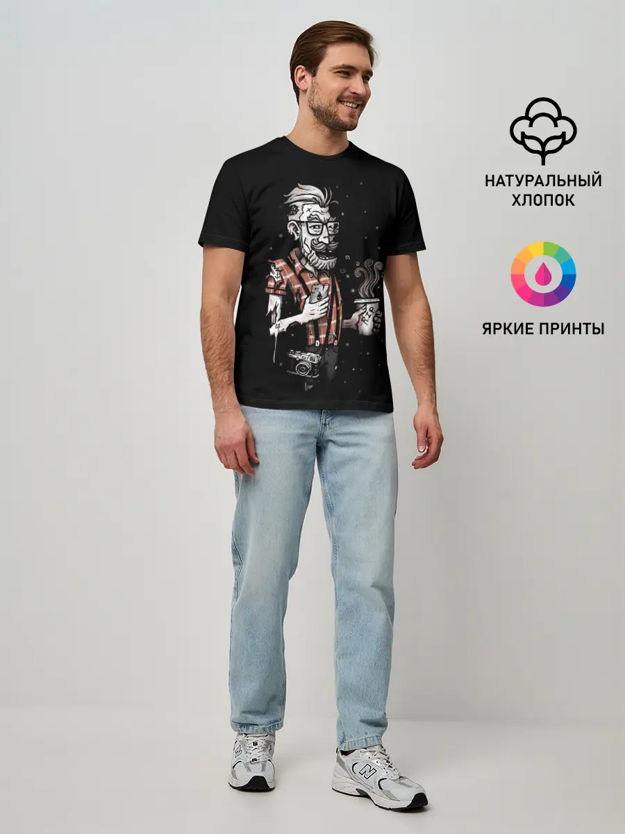 Мужская базовая футболка / Зомби Хипстер