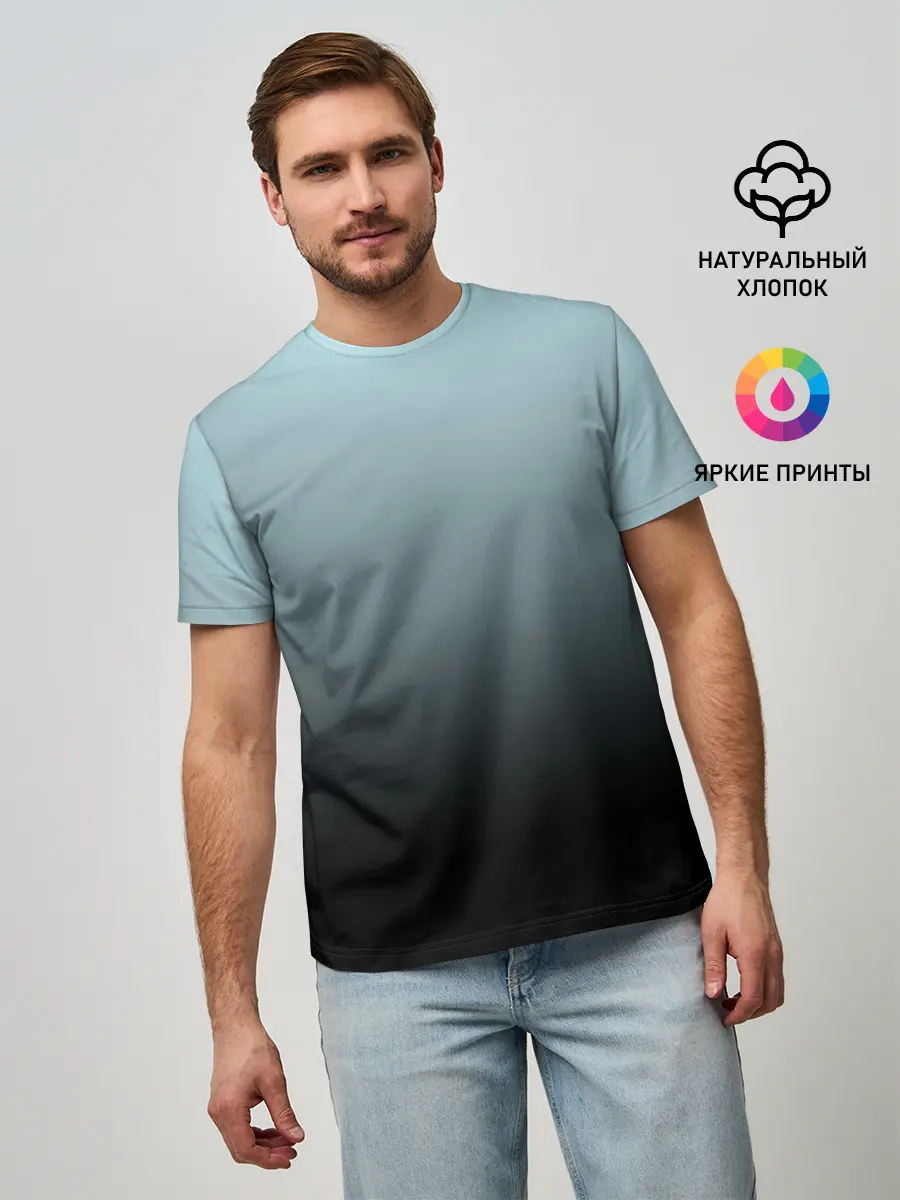 Мужская базовая футболка / Black and Blue gradient