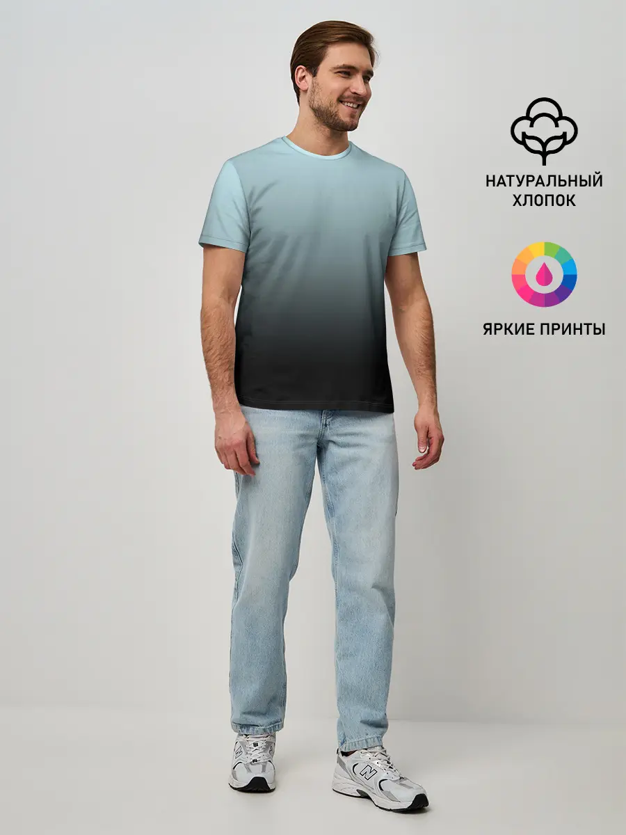 Мужская базовая футболка / Black and Blue gradient