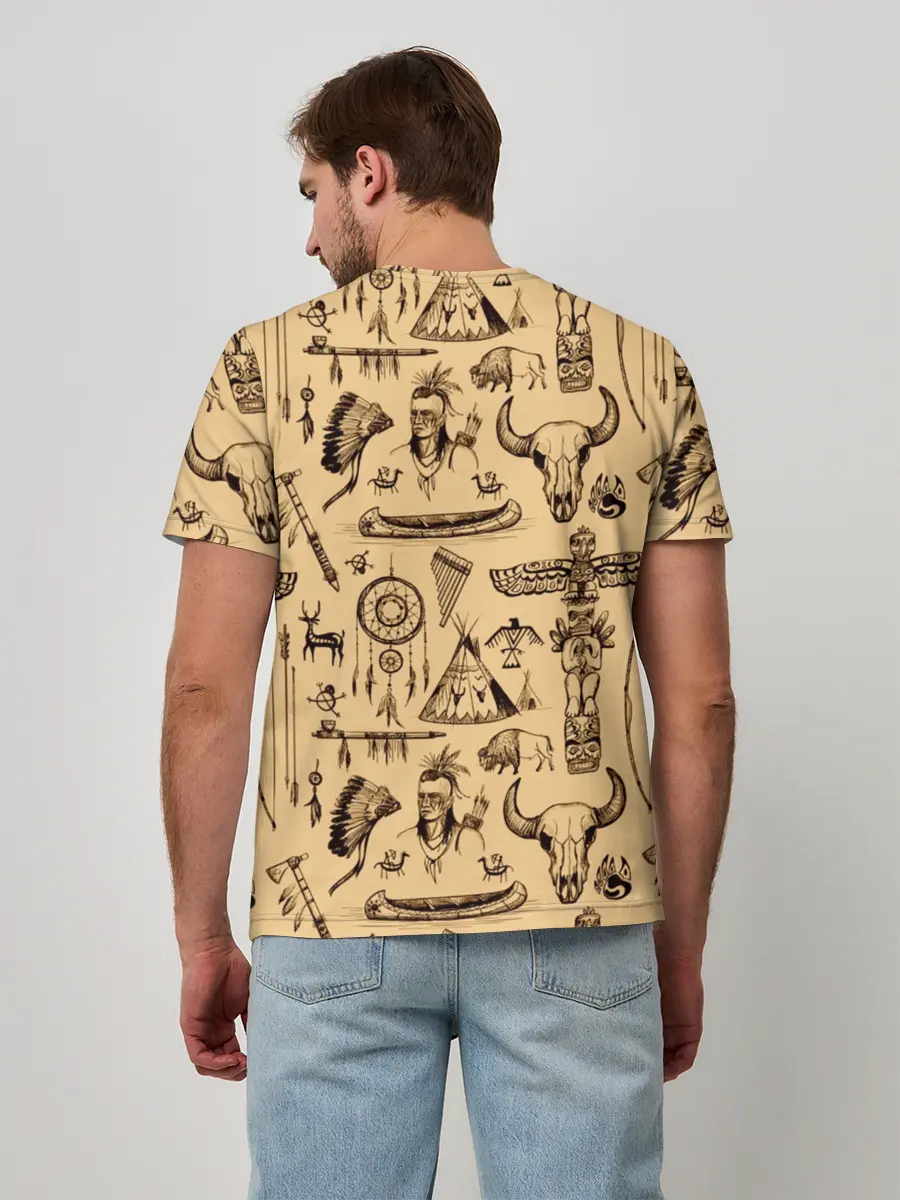 Мужская базовая футболка / Индейский паттерн
