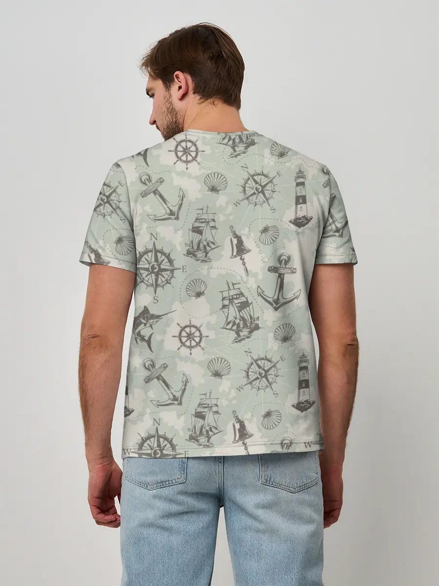 Мужская базовая футболка / Морская карта