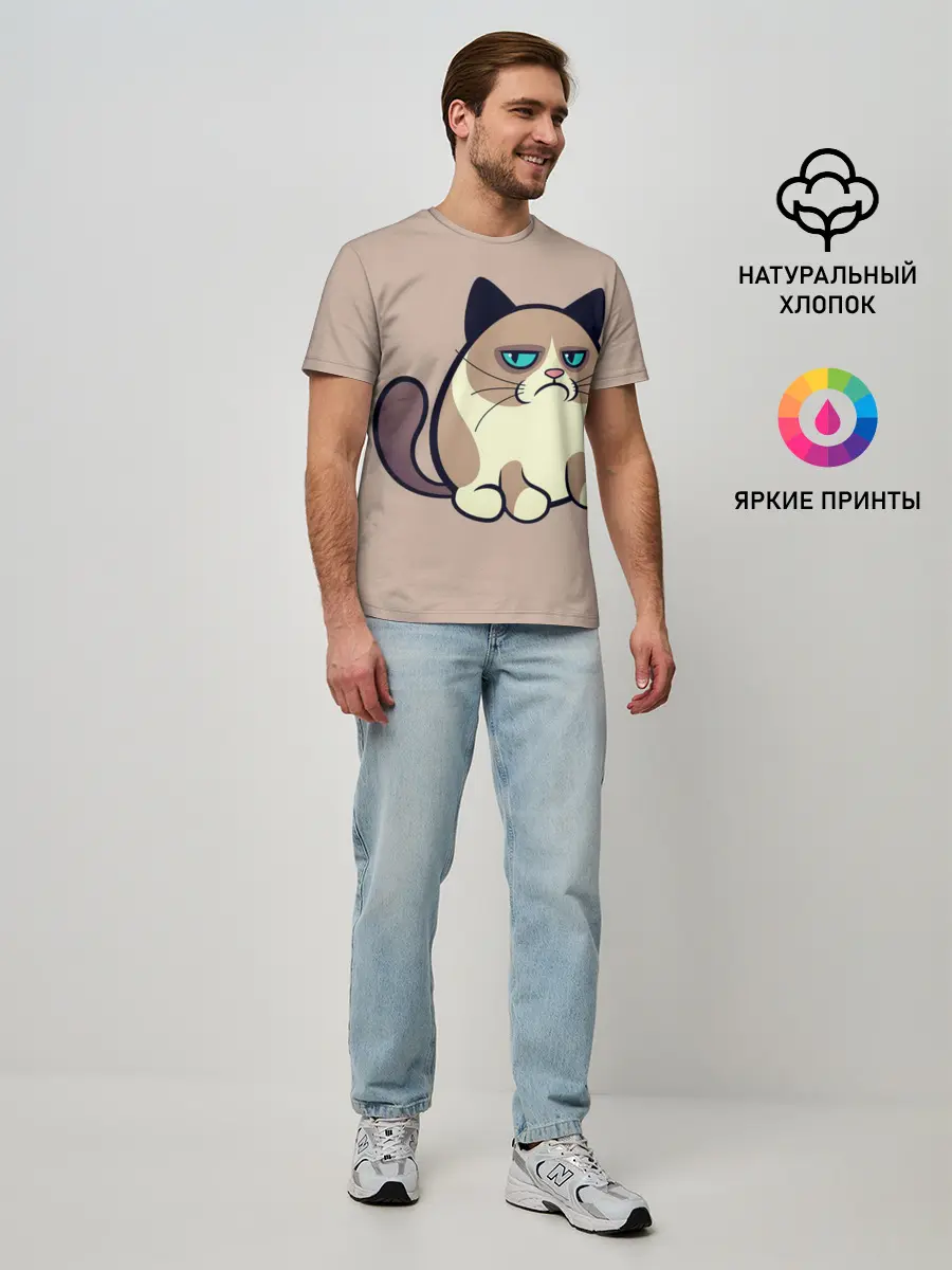 Мужская базовая футболка / Великий Grumpy Cat