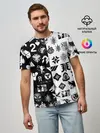 Мужская базовая футболка / DESTINY LOGOBOMBING ЧЁРНО БЕЛОЕ