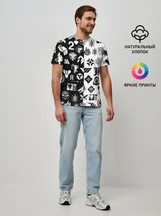 Мужская базовая футболка / DESTINY LOGOBOMBING ЧЁРНО БЕЛОЕ