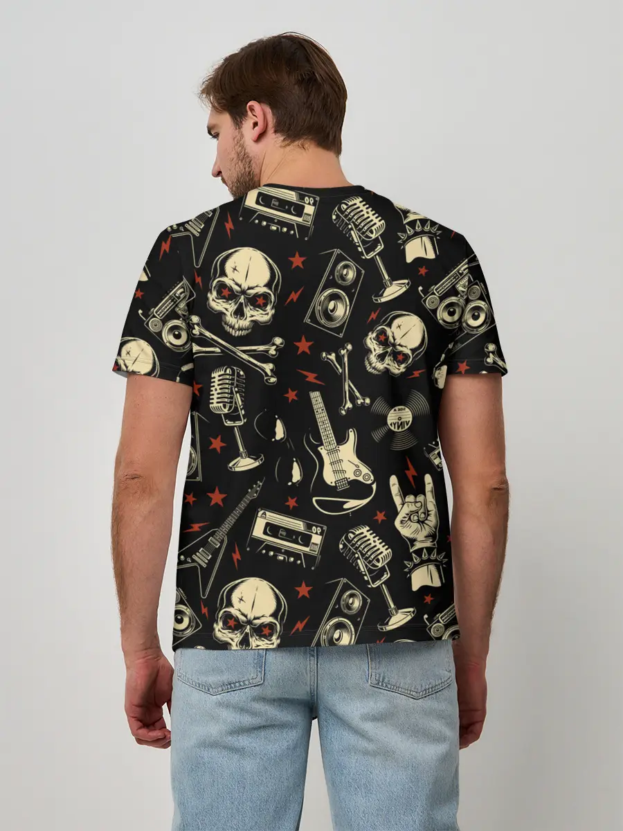 Мужская базовая футболка / Гранж с черепами