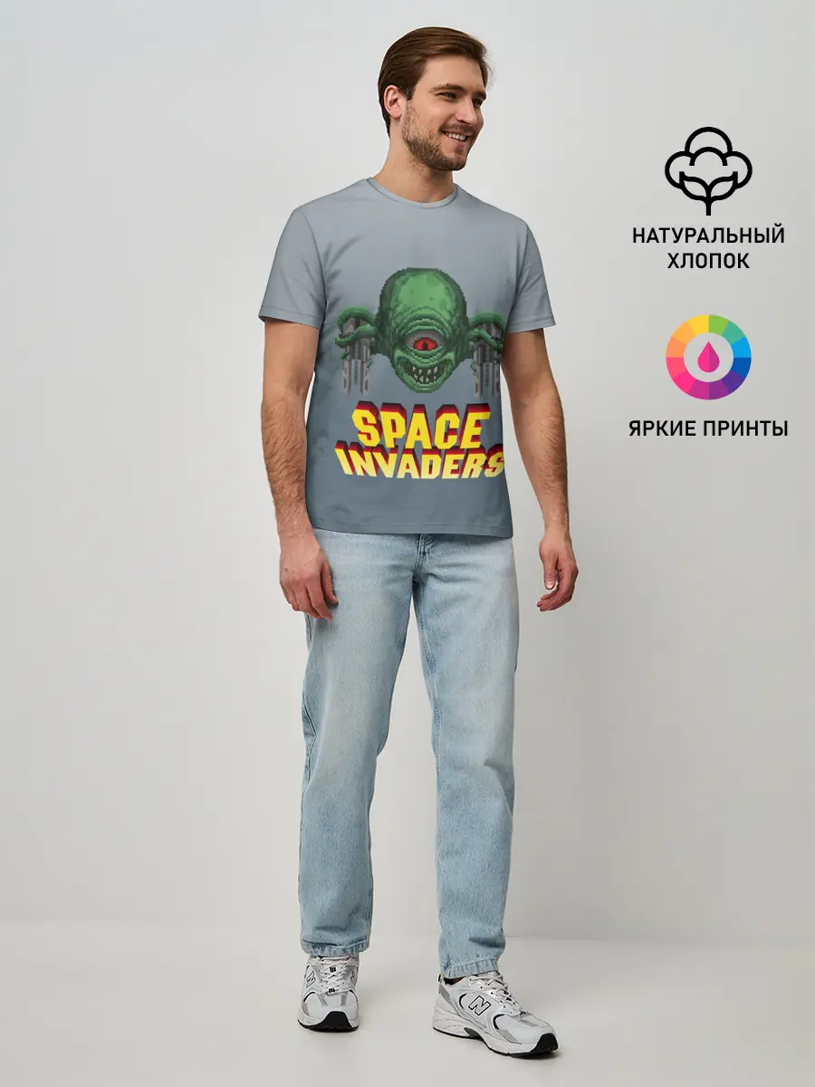 Мужская базовая футболка / Space Invaders | Old game