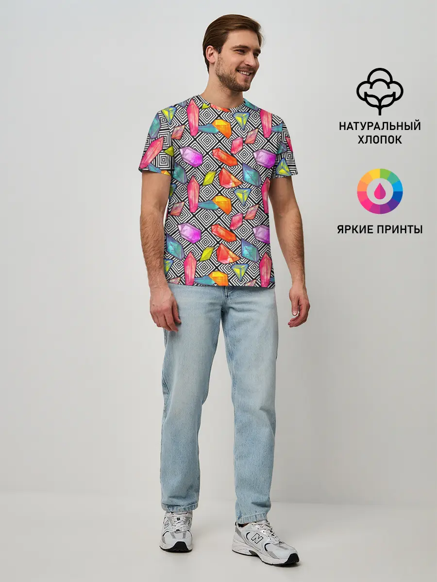 Мужская базовая футболка / Кристаллы