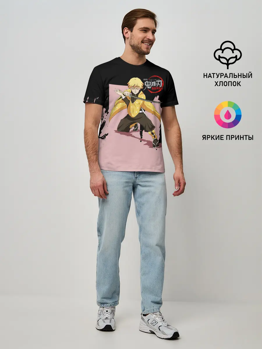 Мужская базовая футболка / Зеницу Агацума Kimetsu no Yaiba