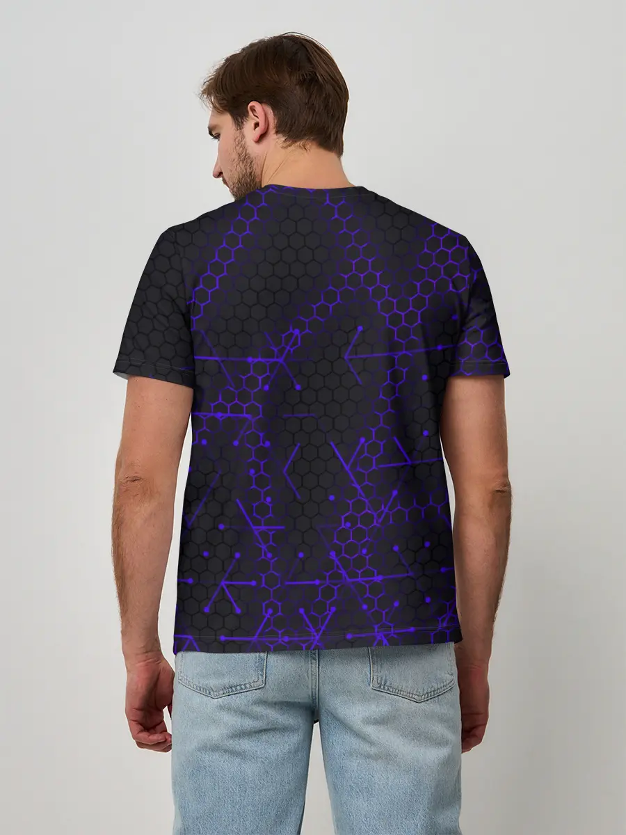 Мужская базовая футболка / СТАЛЬНЫЕ СОТЫ - НЕОН.ГЕОМЕТРИЯ