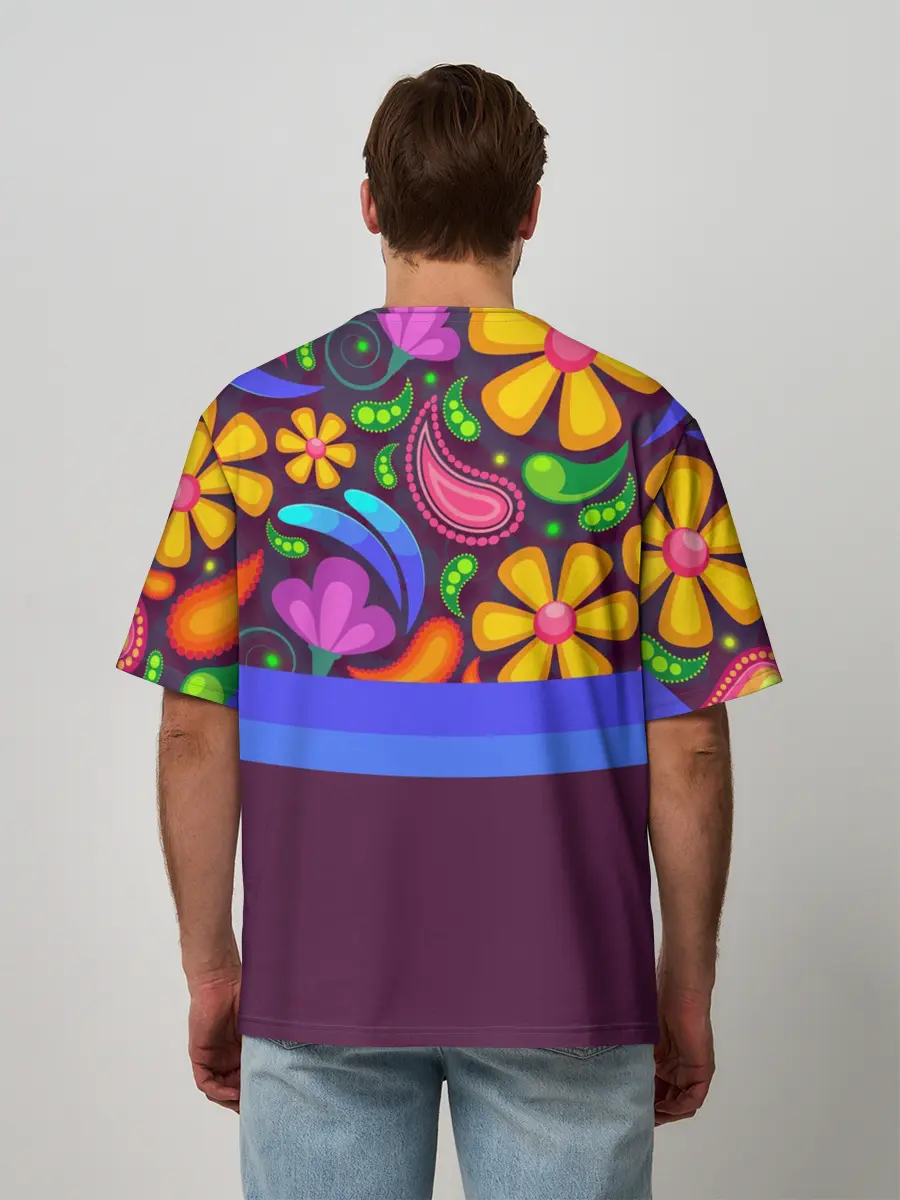 Мужская футболка оверсайз / Мультяшные Цветы