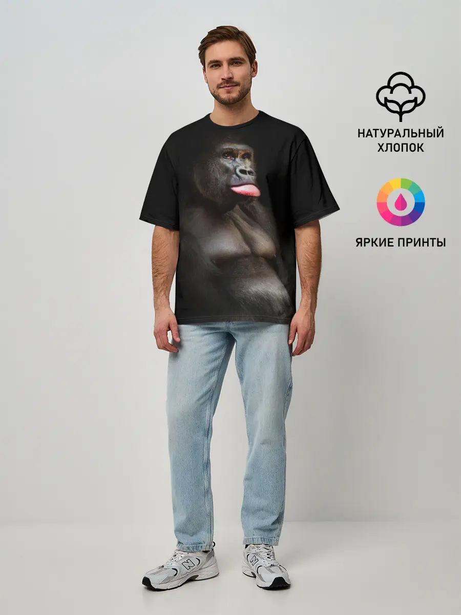 Мужская футболка оверсайз / Горилла