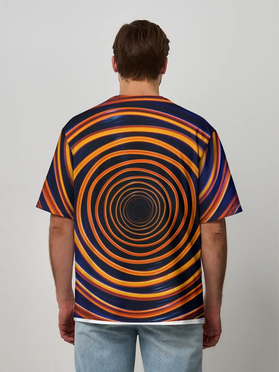 Мужская футболка оверсайз / Круги неоновые
