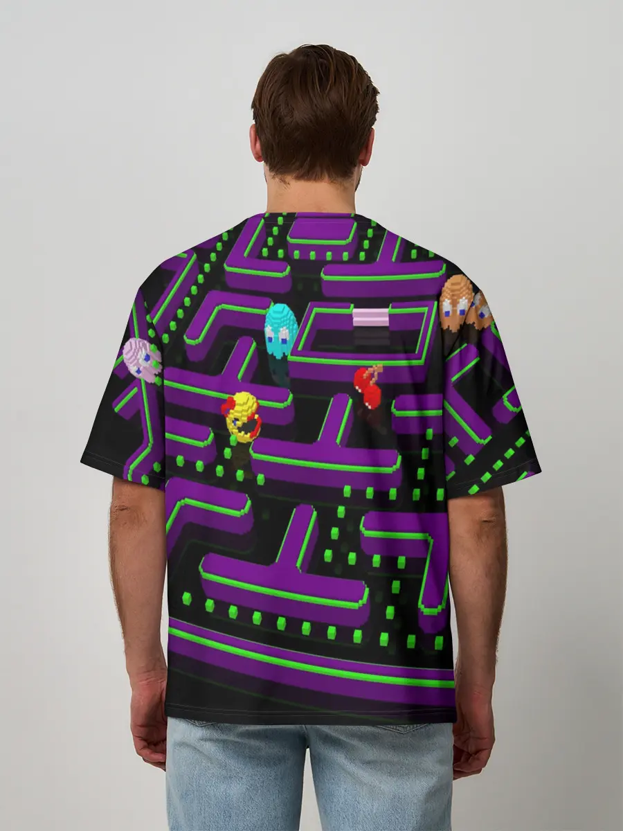 Мужская футболка оверсайз / PAC-MAN 3D