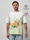 Мужская футболка оверсайз / букет рисунок