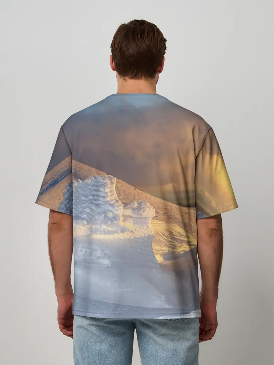 Мужская футболка оверсайз / Снежная долина