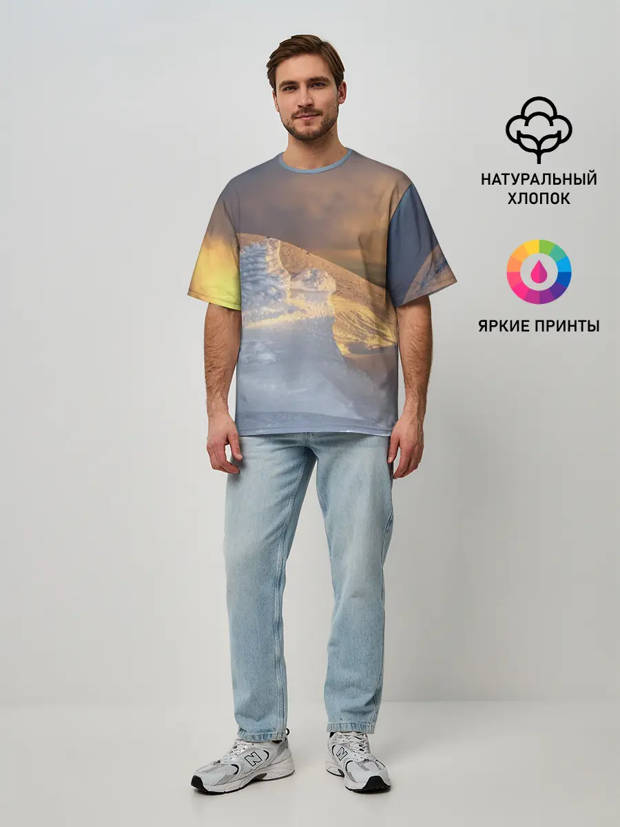 Мужская футболка оверсайз / Снежная долина