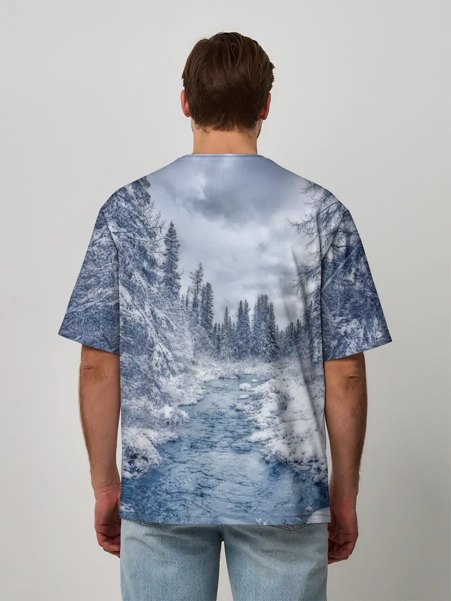 Мужская футболка оверсайз / СНЕЖНЫЙ ПЕЙЗАЖ