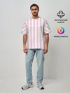 Мужская футболка оверсайз / Розовые линии