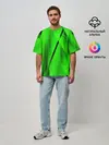 Мужская футболка оверсайз / Зеленый неон