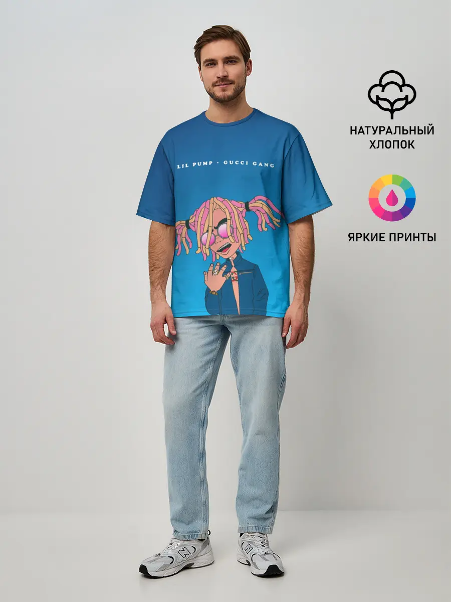Мужская футболка оверсайз / Lil Pump Gucci Gang
