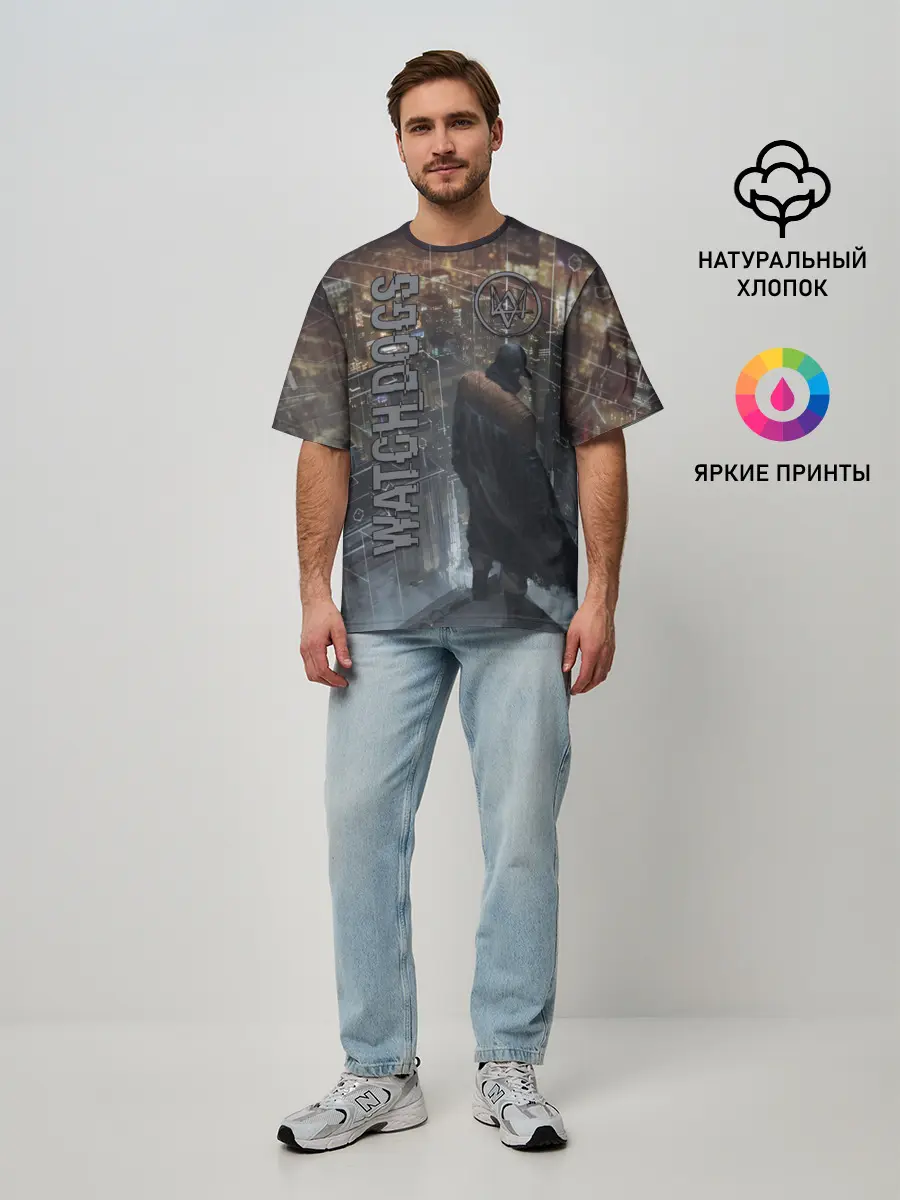 Мужская футболка оверсайз / Watch Dogs