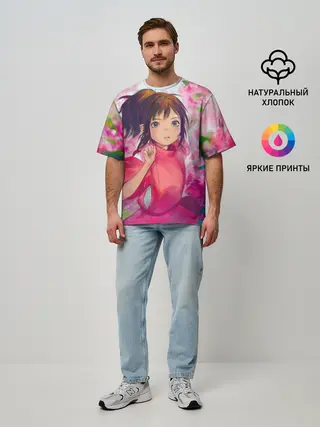 Мужская футболка оверсайз / Унесенные призраками Акварель