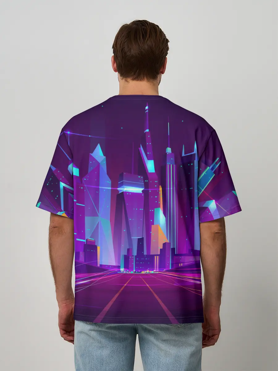 Мужская футболка оверсайз / НЕОНОВЫЙ ГОРОД