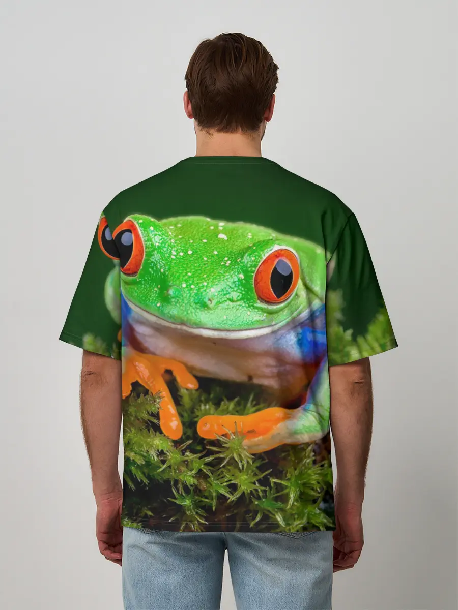 Мужская футболка оверсайз / Тропическая лягушка