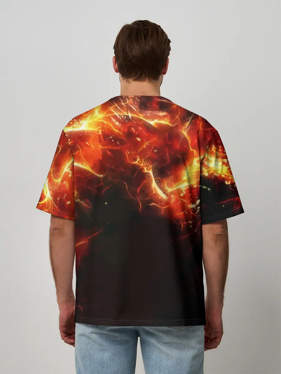 Мужская футболка оверсайз / Данте в огне
