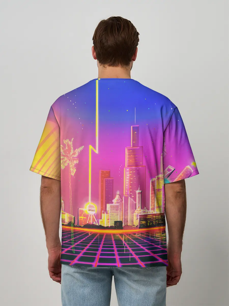 Мужская футболка оверсайз / КИБЕР ГОРОД