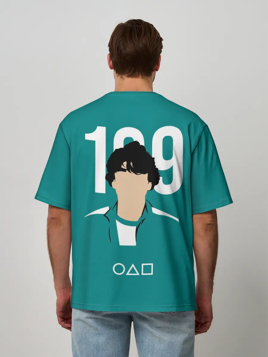 Мужская футболка оверсайз / Игра в кальмара: Али Абдул 199