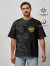 Мужская футболка оверсайз / Герб России и Орнамент
