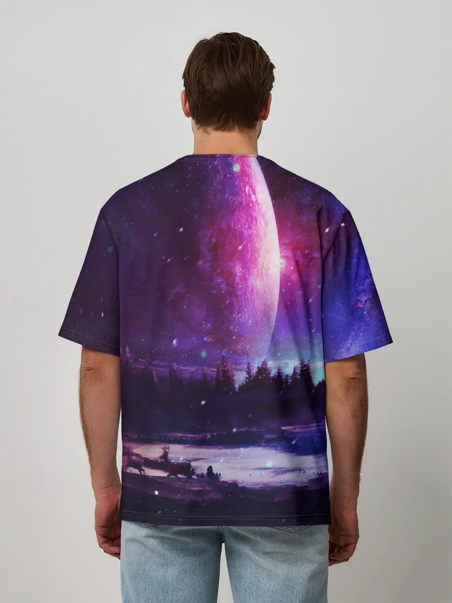 Мужская футболка оверсайз / Северный закат