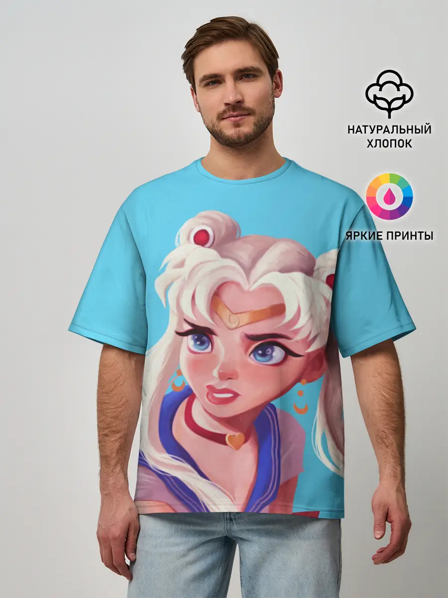 Мужская футболка оверсайз / Sailor Moon | Сейлор Мун