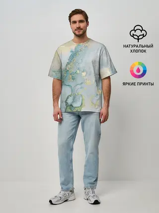 Мужская футболка оверсайз / Абстрактный мрамор
