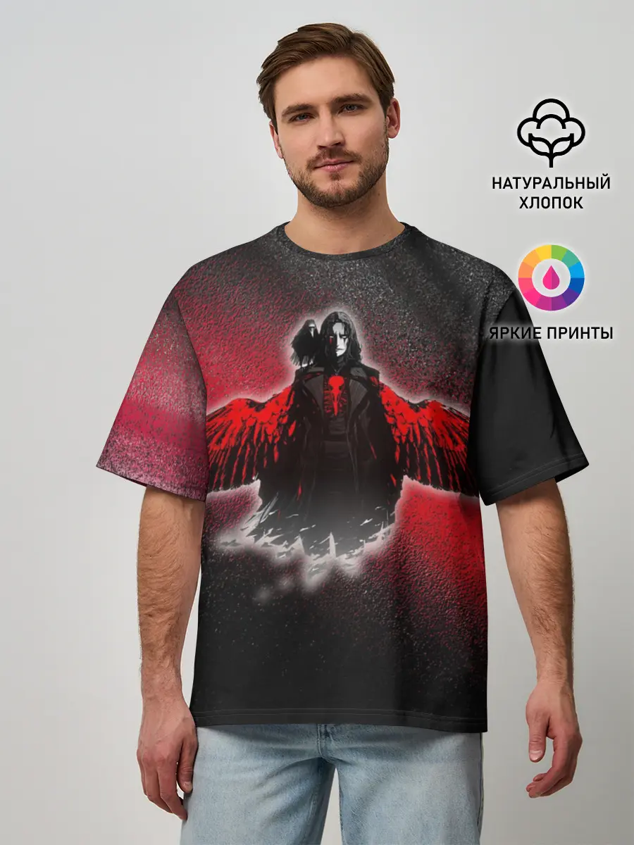 Мужская футболка оверсайз / Ворон