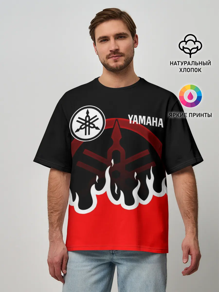 Мужская футболка оверсайз / YAMAHA / ЯМАХА / МОТОСПОРТ